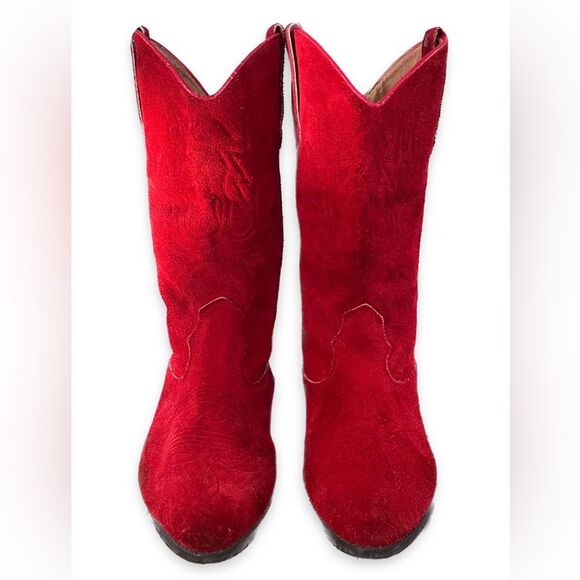 Mimosas Red Suede Women's Cowboy Boots Size 9 - Picture 6 of 7
